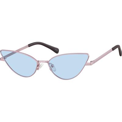 Zenni Women's Cat-Eye Rx Sunglasses Pink Stainless Steel Full Rim Frame