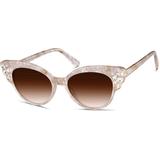 Zenni Women's Retro Cat-Eye Rx Sunglasses Pink Quartz Plastic Full Rim Frame