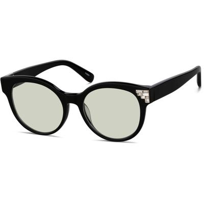 Zenni Women's Round Rx Sunglasses Black Plastic Full Rim Frame