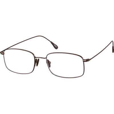 Zenni Rectangle Prescription Glasses Brown Titanium Full Rim Frame