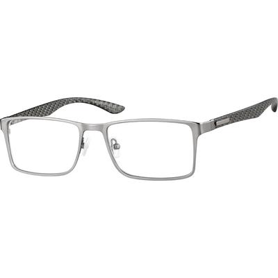 Zenni Men's Rectangle Prescription Glasses Gray Carbon Fiber Full Rim Frame