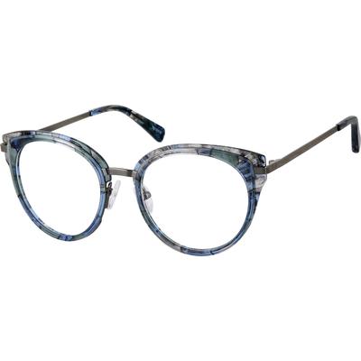 Zenni Women's Cat-Eye Prescription Glasses Blue Tortoiseshell Full Rim Frame