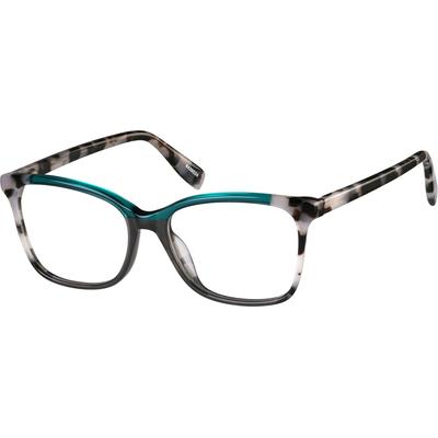 Zenni Women's Square Prescription Glasses Green Tortoiseshell Plastic Full Rim Frame