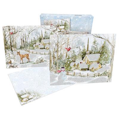The Holiday Aisle® 18 Piece Snowy Scene Boxed Christmas Card Set | 1.5 H x 5.9 W x 7.64 D in | Wayfair 3486CB75DF674010A39BE44B4B352DBD