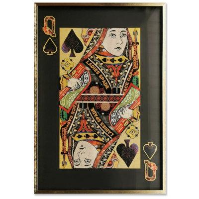 Trinx Playing Card Queen Of Black Spade Paper in Yellow | 57 H x 39 W x 2 D in | Wayfair B2D61D95AC3248D5BA07CAD49F7963E3