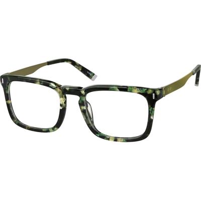 Zenni Classic Square Prescription Glasses Green Tortoiseshell Mixed Full Rim Frame