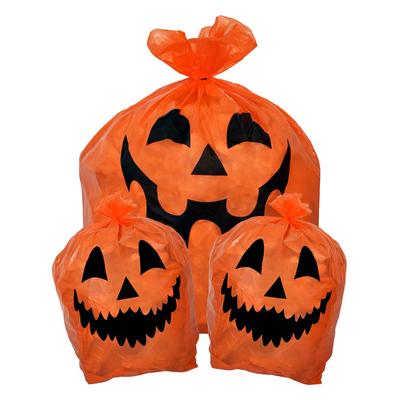 Skeleteen Trash Bags - Orange & Black Pumpkin Decorative Leaf Bags