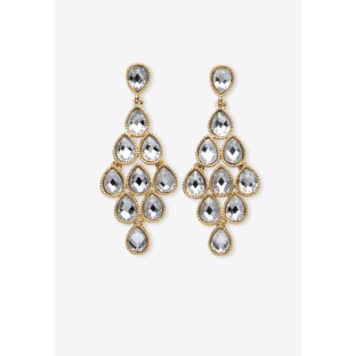 Women's Gold Tone Pear Cut Simulated Birthstone Earrings by PalmBeach Jewelry in April