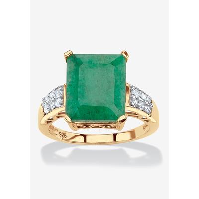 Women's Gold Over Sterling Silver Genuine Emerald And White Topaz Ring by PalmBeach Jewelry in Emerald (Size 6)