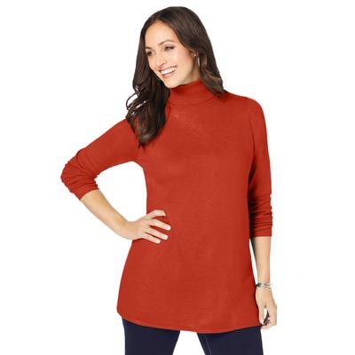 Plus Size Women's Cotton Cashmere Turtleneck by Jessica London in Copper Red (Size 42/44) Sweater
