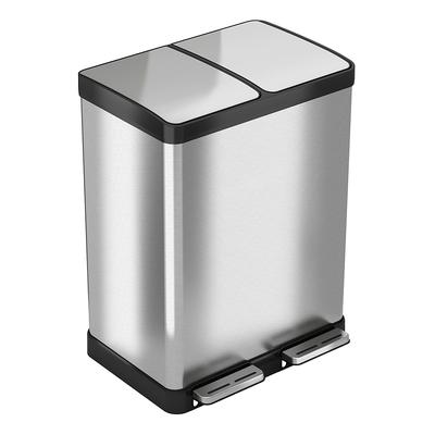 iTouchless Trash Cans Stainless - iTouchless SoftStep Stainless Steel Step Recycler Trash Can, 60 Liter / 16 Gallon (2 8-Gallon Removable Inner