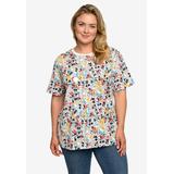 Plus Size Women's Mickey Mouse & Friends All-Over Print T-Shirt Minnie Pluto by Disney in Grey (Size 4X (26-28))