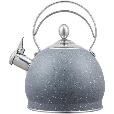 Creative Home 2.5 Qt. Stainless Steel Whistling Tea Kettle Teapot w/ Aluminum Capsulated Bottom For Fast Boiling Heat Water | Wayfair 11298