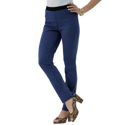 Plus Size Women's Invisible Stretch® All Day Straight-Leg Jean by Denim 24/7 by Roamans in Indigo Wash (Size 38 W)