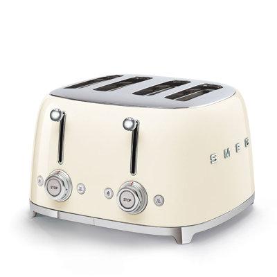 SMEG 50's Retro Style 4x4 Toaster, Stainless Steel in White, Size 7.8 H x 13.0 W x 12.99 D in | Wayfair TSF03CRUK