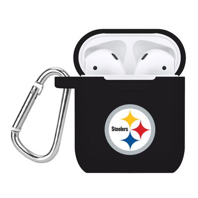Black Pittsburgh Steelers Silicone Apple AirPods Case Cover