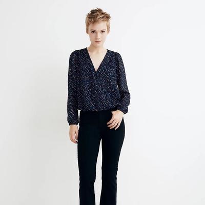 Madewell Tops | Madewell Lyric Wrap Top In Sugar Dot (Xs) | Color: Blue | Size: Xs