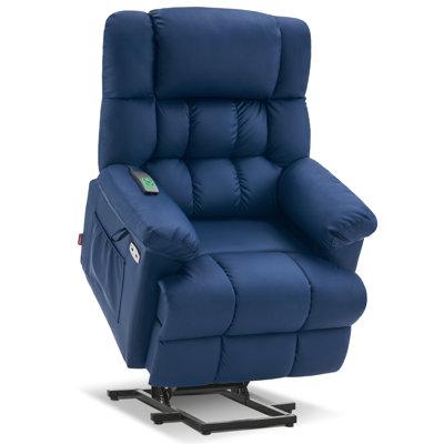 Red Barrel Studio® MCombo Power Lift Recliner Chair w/ Massage, Heat, Adjustable Headrest, Faux Faux in Black | 44 H x 34.2 W x 37.7 D in | Wayfair