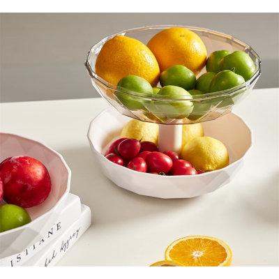 Prep & Savour Fruit Stand Vegetables Basket w/ A Lid Counter Top Fruit Basket Bowl Storage For Kitchen Home,3 Layer Round Countertop in White