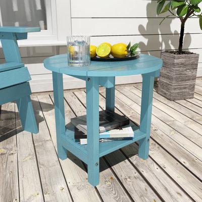 HERACLES Patio Outdoor Round Adirondack Plastic/Resin Side Table Weather Resistant End Table in Blue | 19 H x 18 W x 3 D in | Wayfair 1315YEFU