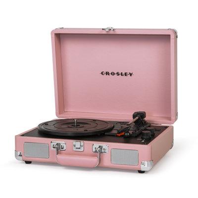 Crosley Electronics Cruiser Deluxe Turntable in Pink | 4.63 H x 14 W x 10.5 D in | Wayfair CR8005E-BH