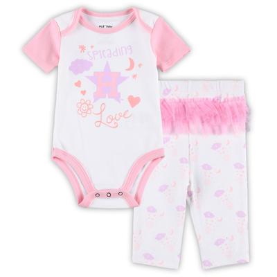 Newborn & Infant White/Pink Houston Astros Spreading Love Bodysuit Tutu with Leggings Set