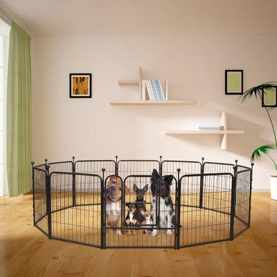 YYBUSHER 12 Panel Portable Pet Playpen Puppy Dog Fences Metal in Black/Brown | 23.6 H x 23.6 D in | Wayfair YYBUSHER11159