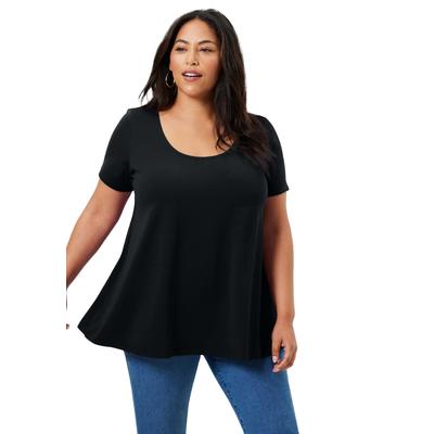 Plus Size Women's Short-Sleeve Swing One + Only Tee by June+Vie in Black (Size 22/24)