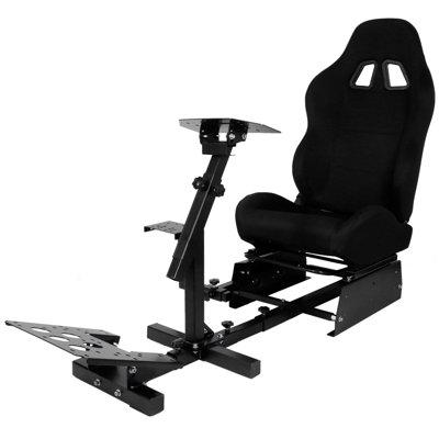 Anman Reclining Ergonomic PC & Racing Game Chair w/ Footrest in Black | 36 H x 16 W x 55 D in | Wayfair 48HSHDWQT