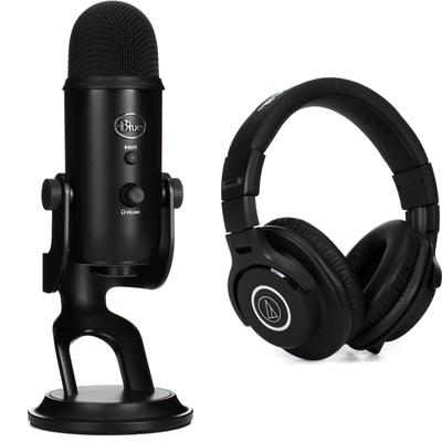 Blue Microphones Yeti Multi-pattern USB Condenser Microphone with M40x Headphones - Blackout