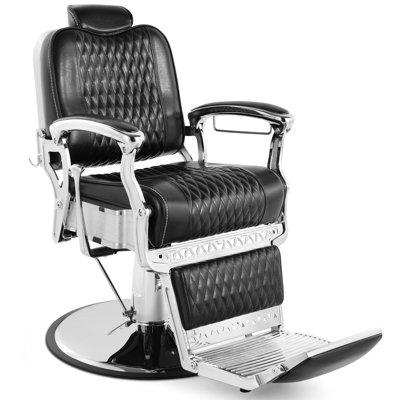 The Twillery Co.® Levant Retro Barber Chair Classic Heavy Duty Barber Chairs Vintage Salon Chair Hydraulic Recline Beauty Spa Styling Equipment Wide Seat w/ Puckered Faux | Wayfair