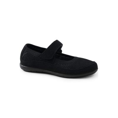 Girls Knit Comfort Flat Mary Jane Shoes - Lands' End - Black - 4