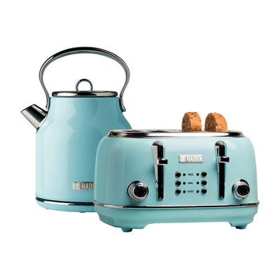 Haden Retro Toaster & 1.7 Liter Electric Kettle in Blue/Gray/Green | 7.75 H x 12.5 W x 11.75 D in | Wayfair 75005 + 75004-HD