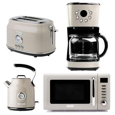 Haden Dorset Toaster & Kettle, Coffee Maker, & Cotswold Microwave, Putty Beige Stainless Steel in White | 7.5 H x 12 W x 11 D in | Wayfair