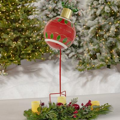 The Holiday Aisle® Christmas Ball Ornament Garden Stake Metal in Red | 35.83 H x 11.81 W x 11.81 D in | Wayfair BC1E5FBC0FCD4BD1AE90E42B0302C25A