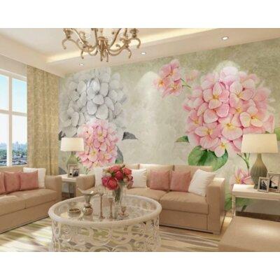 GK Wall Design Floral Hydrangea Blossom 6.25' L x 112" W Paintable Wall Mural Vinyl | 187 W in | Wayfair GKWP000135W187H106_V