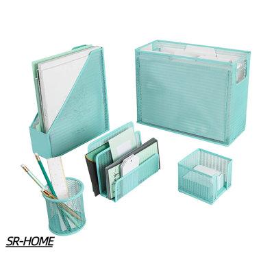 SR-HOME 5 Piece Cute Office Supplies Desk Organizer Set in Blue, Size 10.625 H x 13.25 W x 5.5 D in | Wayfair SR-HOMEf6557c6