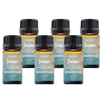 Aholicdeals Set Of 6 Aromatherapy Essential Oil Gift Set For Diffusers Humidifiers | 9.5 H x 9 W x 2 D in | Wayfair AM-6GREEOS-TBH