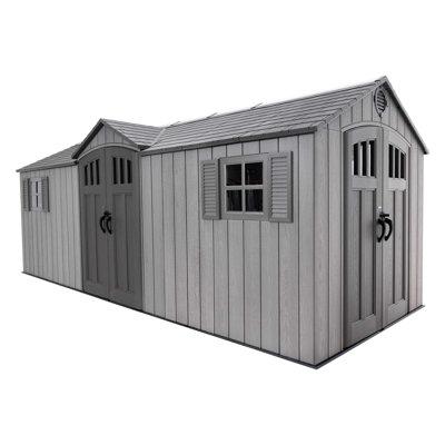 Lifetime 20 Ft. x 8 Ft. High-Density Polyethylene (Plastic) Outdoor Storage Shed w/ Steel-Reinforced Construction in Gray | Wayfair 60351