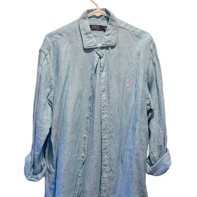 Ralph Lauren Shirts | Large Ralph Polo Linen Light Blue Button Down | Color: Blue | Size: L