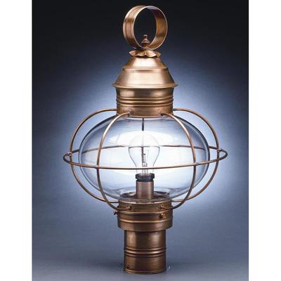 Northeast Lantern Onion 20 Inch Tall 3 Light Outdoor Post Lamp - 2543-AB-MED-CLR