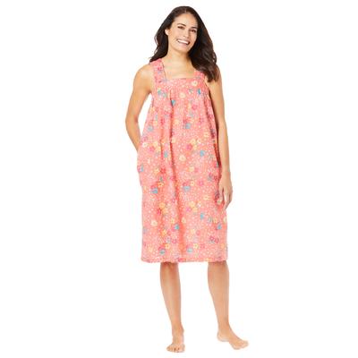 Plus Size Women's Print Sleeveless Square Neck Lounger by Dreams & Co. in Sweet Coral Floral Animal (Size 1X)