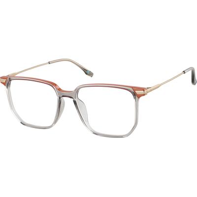 Zenni Oversized Square Prescription Glasses Gray Mixed Full Rim Frame