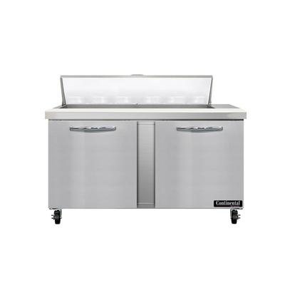 Continental SW60N12 60" Sandwich/Salad Prep Table w/ Refrigerated Base, 115v, Stainless Steel
