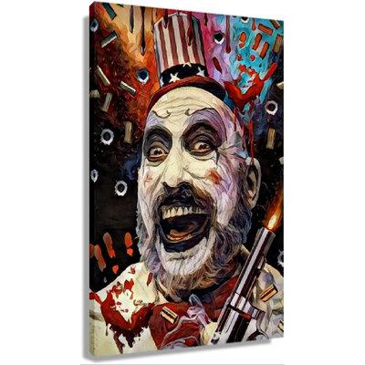 The Holiday Aisle® Scary Movie Posters Horror Movie Wall Art Decor Pr Captain Spaulding - Wrapped Canvas Graphic Art Canvas in Black/Red | Wayfair