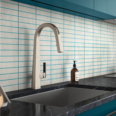Moen Nio Smart Faucet Touchless Pull-Down Sprayer Kitchen Faucet w/ Voice & Motion Control in Gray | 10.25 H x 9.13 D in | Wayfair S75005EV2SRS