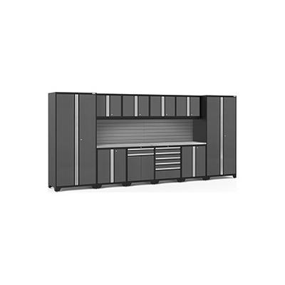 NewAge Products PRO 3.0 Series Grey 12-Piece Cabinet Set with Stainless Steel Top and Slatwall