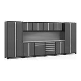 NewAge Products PRO 3.0 Series Grey 12-Piece Cabinet Set with Stainless Steel Top and Slatwall