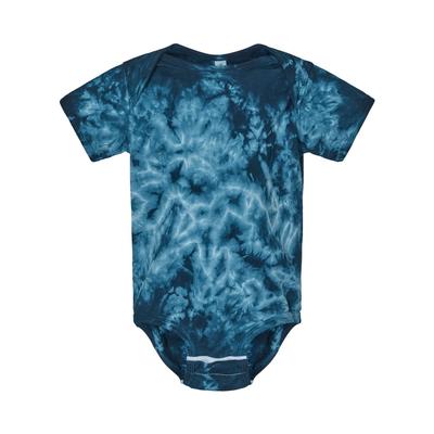 Dyenomite 340CR Infant Crystal Tie-Dyed Onesie in Navy Blue size 6M | Ringspun Cotton