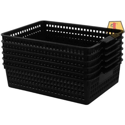 GN109 6-Pack Desktop Storage Basket For Office Supplies, File, Letter & Document Organizer Plastic in Black | 3.4 H x 13.2 W x 9.8 D in | Wayfair